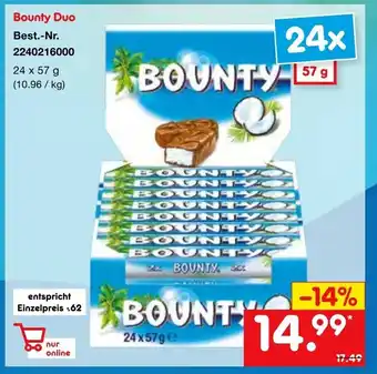 Netto Marken-Discount Bounty Duo 24x57g Angebot