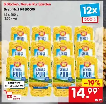 Netto Marken-Discount 3 Glocken, Genuss Pur Spiralen 12x500g Angebot