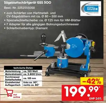 Netto Marken-Discount Güde Sägeblattschärfgerät GSS 500 Angebot