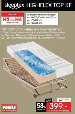 Zurbrüggen Sleeptex highflex top kf - matratze + federholzrahmen Angebot