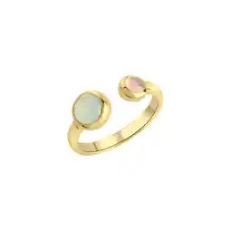 Netto Marken-Discount Jamelli Ring Silber 925 vergoldet mit echten pinken und blauen Chalcedon-Steinen Angebot