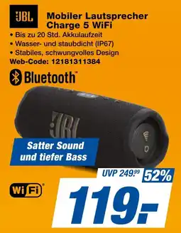 expert Techno Land JBL Mobiler Lautsprecher Charge 5 WiFi Angebot
