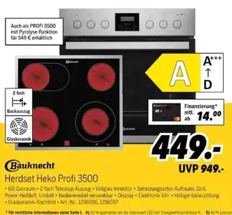 MEDIMAX Bauknecht Herdset Heko Profi 3500 Angebot