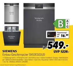 MEDIMAX SIEMENS Einbau-Geschirrspüler SN53ES02UD Angebot