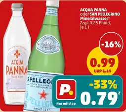 PENNY ACQUA PANNA oder SAN PELLEGRINO Mineralwasser Angebot
