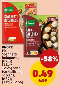 PENNY Knorr Fix Spaghetti Bolognese oder Hackbällchen Toskana Angebot