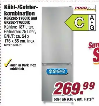 Poco Kühl-/Gefrierkombination KGK262-176CIX und GK262-176CDIX Angebot
