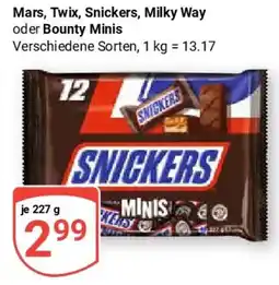 Globus Mars, Twix, Snickers, Milky Way oder Bounty Minis Angebot