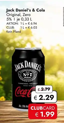 Travel Free Jack daniel’s & cola original, zero Angebot