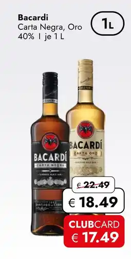 Travel Free Bacardi carta negra oder oro Angebot