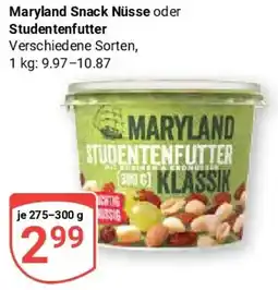 Globus Maryland Snack Nüsse oder Studentenfutter Angebot