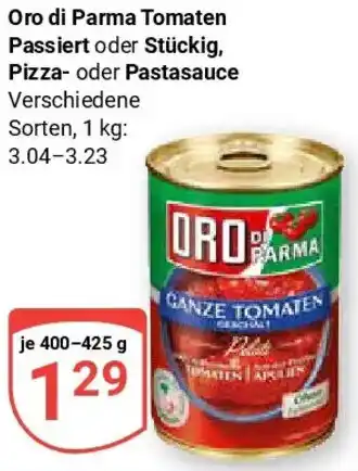 Globus Oro di Parma Tomaten Passiert oder Stückig, Pizza- oder Pastasauce Angebot