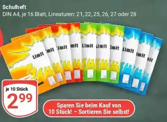 Globus Schulheft Angebot
