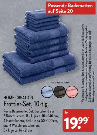 Aldi Nord Home Creation Frottier Set, 10 tlg. Angebot