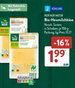 Aldi Süd NUR NUR NATUR Bio-Heumilchkäse Angebot