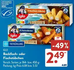 Aldi Süd IGLO Backfisch- oder Fischstäbchen Angebot