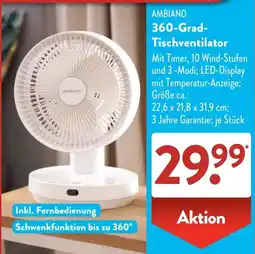 Aldi Süd AMBIANO 360-Grad-Tischventilator Angebot