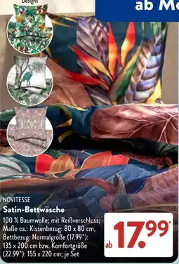 Aldi Süd NOVITESSE Satin-Bettwäsche Angebot