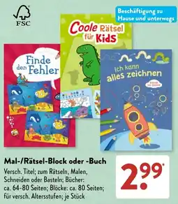 Aldi Süd Mal-/Rätsel-Block oder -Buch Angebot