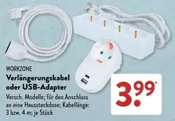 Aldi Süd WORKZONE Verlängerungskabel oder USB-Adapter Angebot