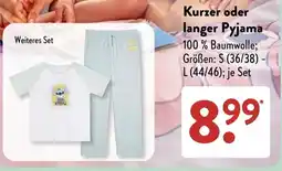 Aldi Süd Kurzer oder langer Pyjama Angebot