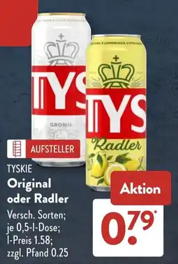 Aldi Süd TYSKIE Original oder Radler Angebot