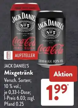 Aldi Süd JACK DANIEL'S Mixgetränk Angebot