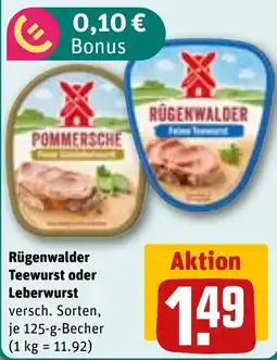 REWE Rügenwalder Teewurst oder Leberwurst Angebot