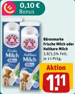 REWE Bärenmarke Frische Milch oder Haltbare Milch Angebot