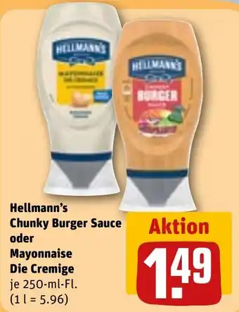 REWE Hellmann's Chunky Burger Sauce oder Mayonnaise Angebot