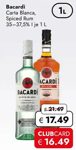 Travel Free Bacardi Carta Blanca, Spiced Rum Angebot