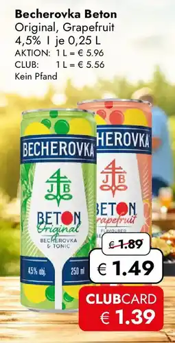 Travel Free Becherovka Beton Original, Grapefruit Angebot