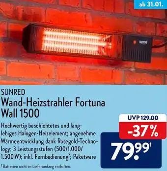 Aldi Nord Sunred Wand Heizstrahler Fortuna Wall 1500 Angebot