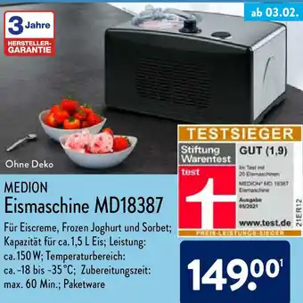 Aldi Nord Medion Eismaschine MD18387 Angebot