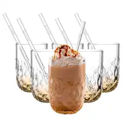 Netto Marken-Discount Leonardo Caramel Macchiato Gläser mit Glastrinkhalm (2) Gocce 390 ml 6er Set Angebot