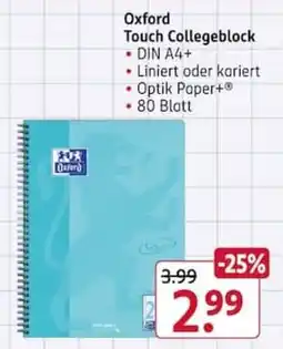 Rossmann Oxford Touch Collegeblock Angebot