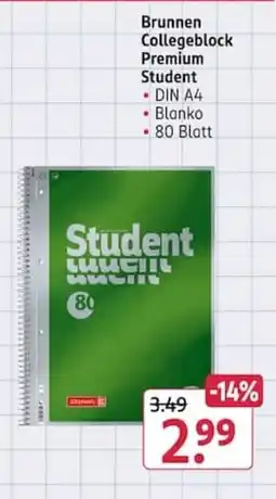 Rossmann Brunnen Collegeblock Premium Student Angebot