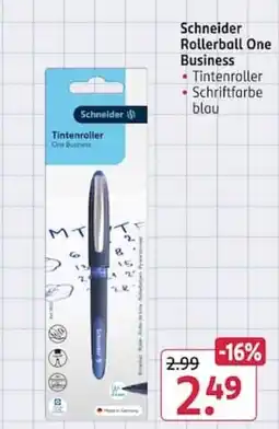 Rossmann Schneider Tintenroller One Business Angebot