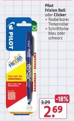 Rossmann Pilot Frixion Ball oder Clicker Angebot