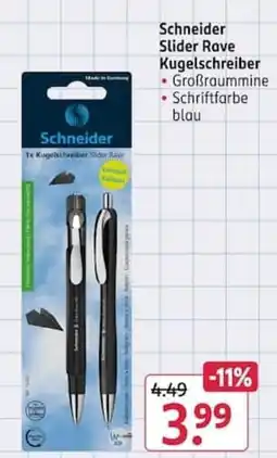 Rossmann Schneider Slider Rave Kugelschreiber Angebot