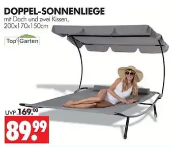 Wreesmann DOPPEL-SONNENLIEGE mit Dach und zwei Kissen, 200x170x150cm Angebot