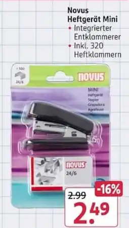 Rossmann Novus Heftgerät Mini Angebot