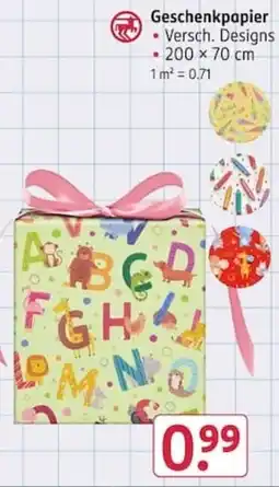 Rossmann Geschenkpapier Versch. Designs Angebot