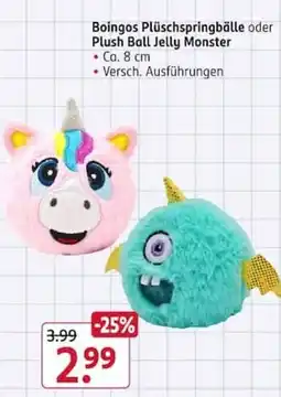 Rossmann Boingos Plüschspringbälle oder Plush Ball Jelly Monster Angebot