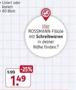 Rossmann Schreibwaren Angebot