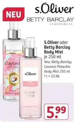 Rossmann S.Oliver oder Betty Barclay Body Mist Angebot