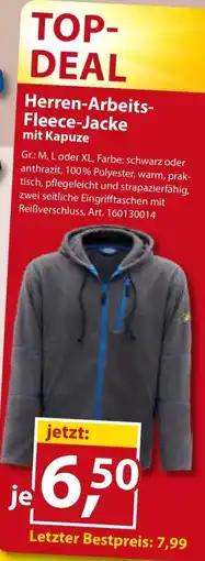 Sonderpreis Baumarkt Herren-Arbeits-Fleece-Jacke mit Kapuze Angebot