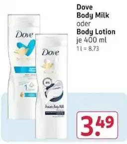 Rossmann Dove Body Milk oder Body Lotion Angebot