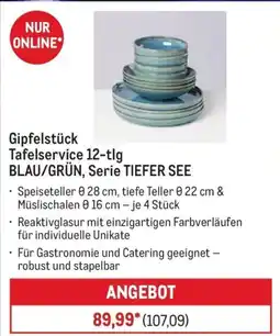 METRO Gipfelstück Tafelservice 12-tlg BLAU/GRÜN, Serie TIEFER SEE Angebot