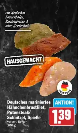 HIT Deutsches mariniertes Hähnchenbrustfilet, Putensteak/ Schnitzel, Spieße Angebot